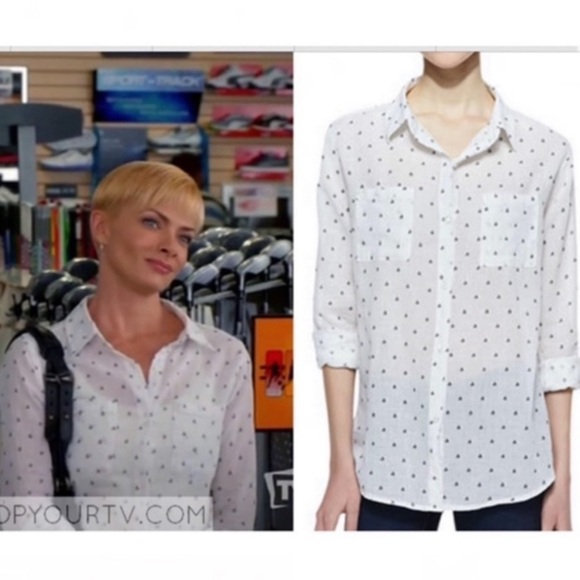 RAILS Charli Mini Sailboat Nautical Linen Blend Button Down Shirt White Size XS - Picture 8 of 8